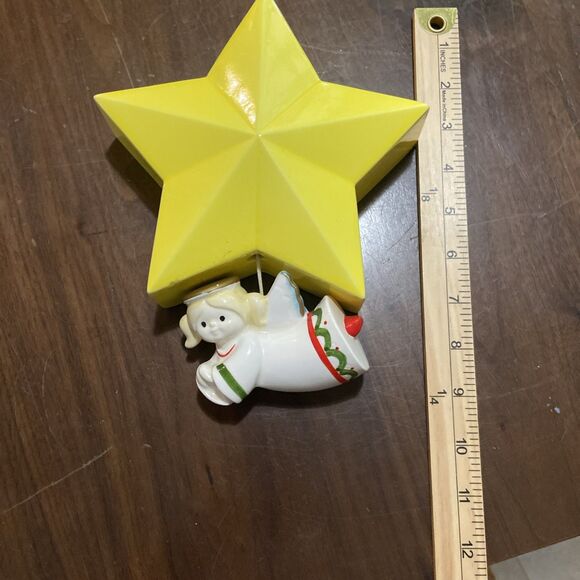 Christmas Music Pull Angel Star Wall Decor Hark The Harold Angels Sing 1984 Vtg - Picture 8 of 9